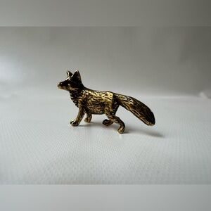 Small Miniature Solid Brass Fix with Tail Figurine 2” Long by 1” Tall